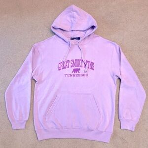 Great Smoky Mountains Tennessee Hoodie Sweatshirt Size L Oversized Purple